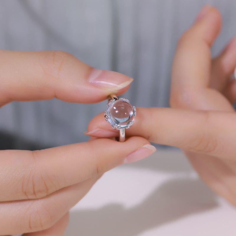 Natural Sky Blue Topaz Ring | S925 Sterling Silver with Thick Silver and Platinum Healing Fashion Jewelry