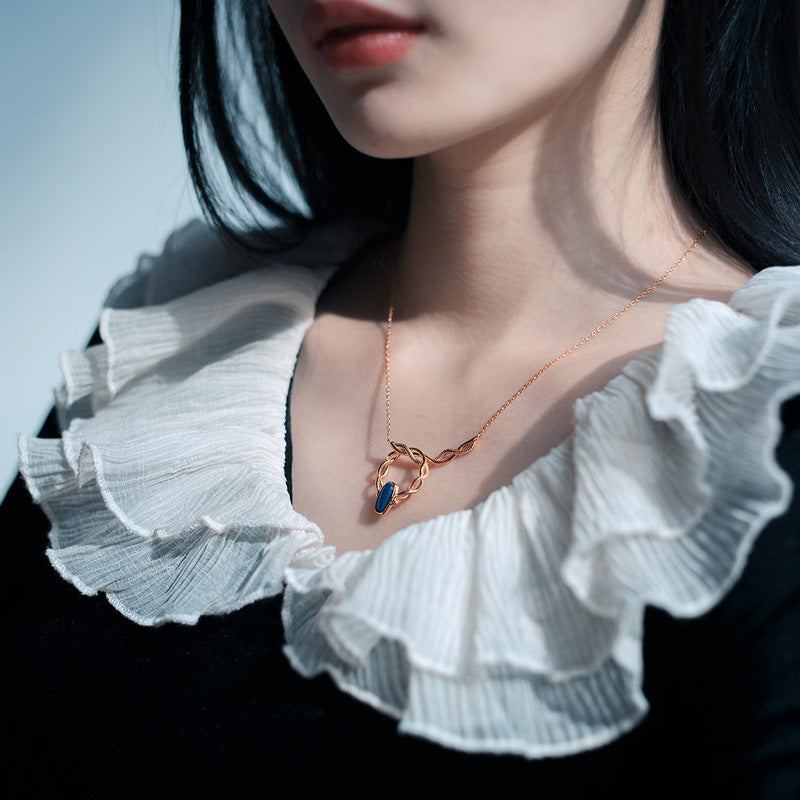 日韓風時尚吸睛必備！S925 純銀鍍10K金，合成青金石天然粉水晶纏繞首飾套裝