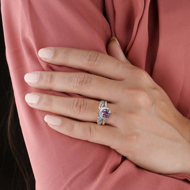 S925 sterling silver with thick platinum and European and American style ring | Synthetic Alexandrite and imitation diamond flower cage shape June birthstone ring