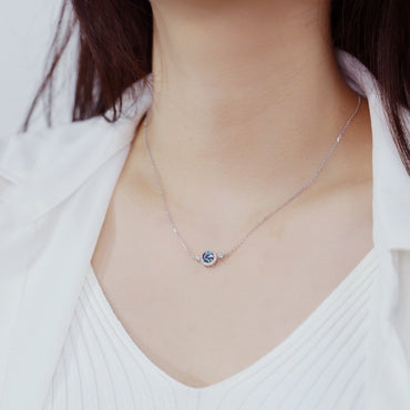 European and American style S925 sterling silver plated with platinum and inlaid with cultured alexandrite light luxury set