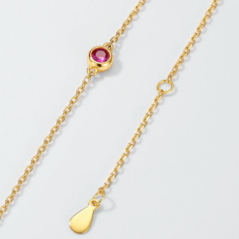 S925 sterling silver plated with 10K gold hand-brushed red corundum fashion butterfly necklace