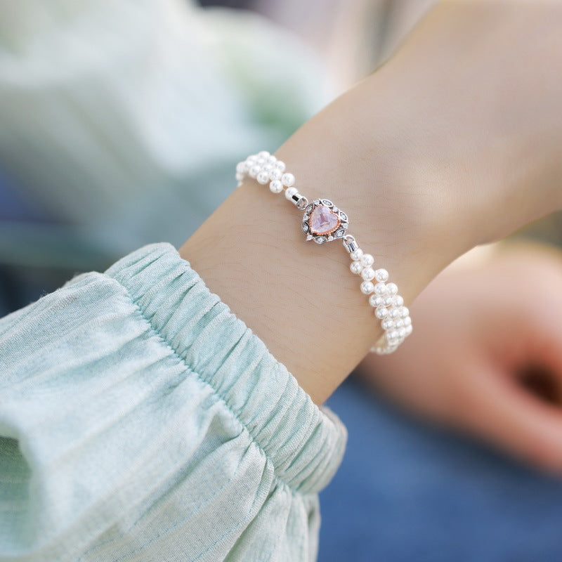 S925 Sterling Silver with Thick Platinum Plated Silver + Rose Gold Pearl and Rose Quartz Set | Romantic Jewelry for Long-Lasting Love 