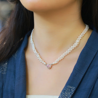 S925 Sterling Silver with Thick Platinum Plated Silver + Rose Gold Pearl and Rose Quartz Set | Romantic Jewelry for Long-Lasting Love 