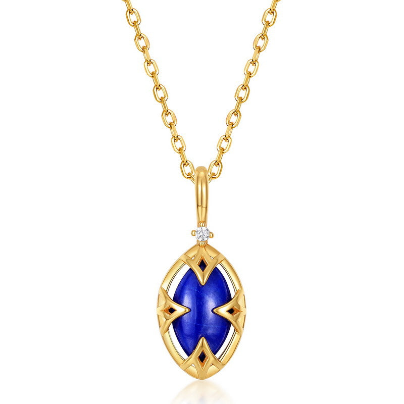 S925 sterling silver plated with 10K gold Japanese and Korean style light luxury lapis lazuli and white crystal reverseable jewelry set