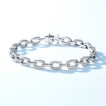 S925 sterling silver plated with thick silver and white gold European and American style bracelet | Fully inlaid with imitation diamonds, light luxury clavicle chain bracelet 