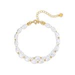 S925 sterling silver plated with 10K gold light luxury pearl millet bead double layer fashion bracelet