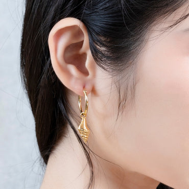 S925 純銀鍍 14K 金耳環｜立體海螺的歐美海邊風邂逅