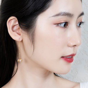 S925 純銀鍍 9K 金日韓風耳線｜天然粉水晶 + 淡水珍珠 花朵造型仙氣必備