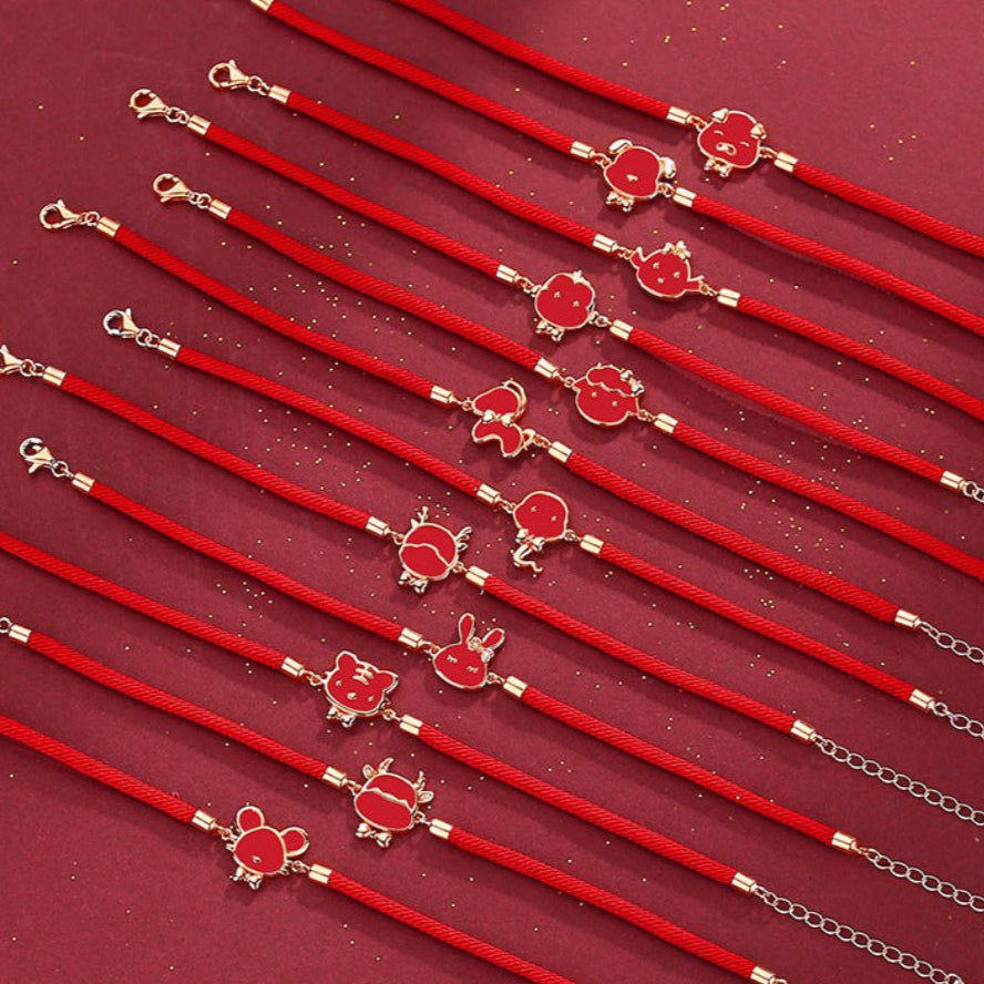 S925 sterling silver with rose gold plated thermochromic zodiac bracelet | The year of birth to protect the national trend red string bracelet