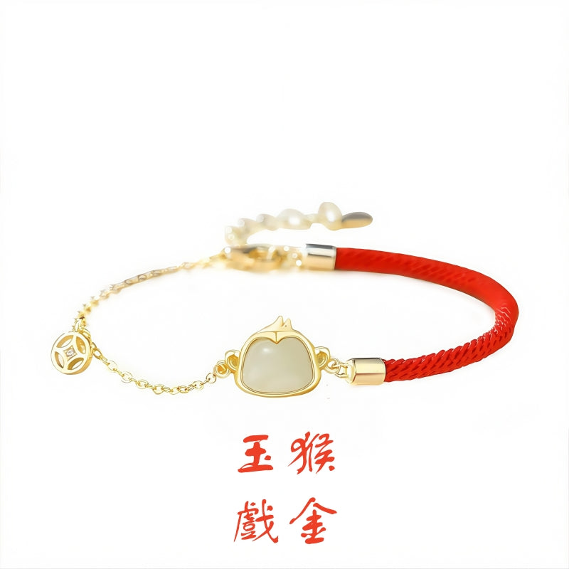 S925 sterling silver and gold-plated Hetian jade bracelet | The traditional meaning of the twelve zodiac signs attracts wealth and empowers