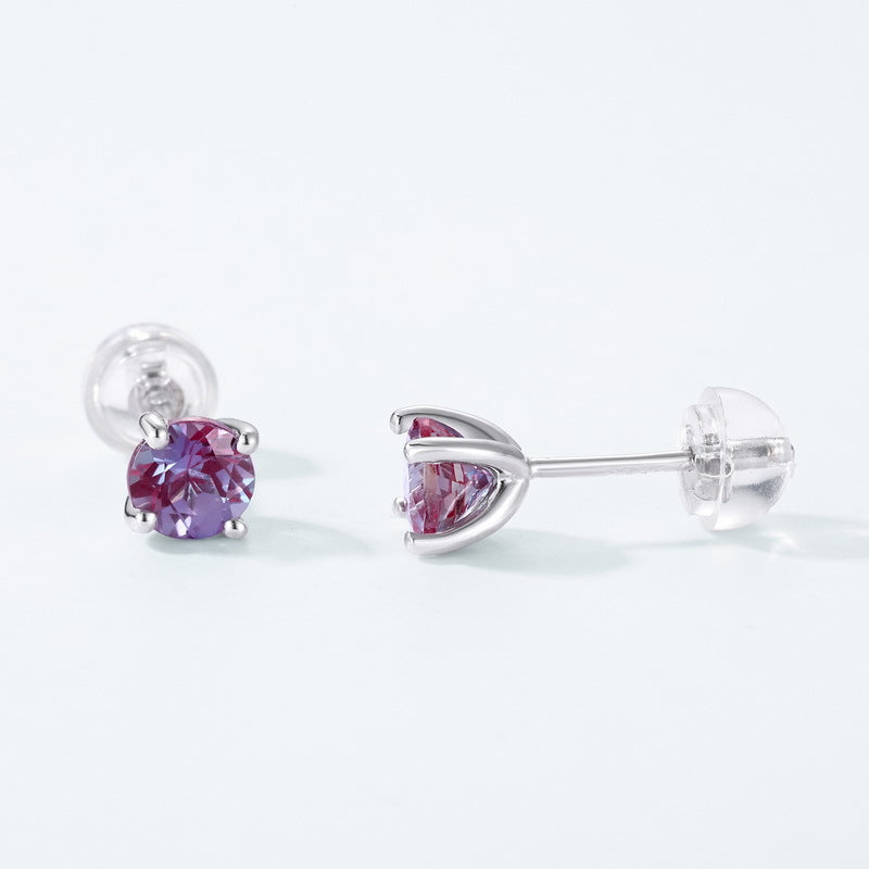 S925 sterling silver plated with thick silver and platinum | Cultivated Alexandrite June birthstone color-changing earrings
