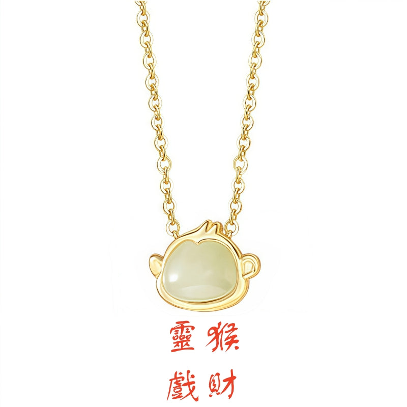 S925 純銀鍍金和田玉生肖項鍊｜招財守護 本命年幸運首飾