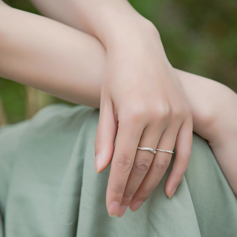 S925 sterling silver thick platinum ring | Fashionable stacking Japanese and Korean style ring with personalized layered design 