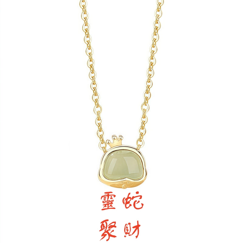 S925 純銀鍍金和田玉生肖項鍊｜招財守護 本命年幸運首飾