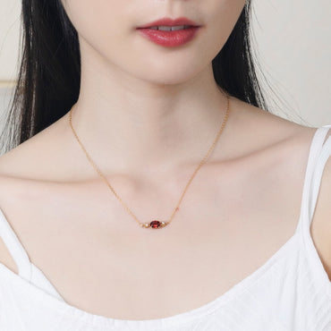 S925 純銀鍍 10K 金歐美風項鍊｜莫桑比石榴石鑲仿鑽 星芒點綴首選