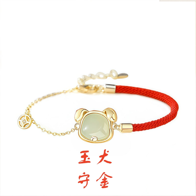 S925 sterling silver and gold-plated Hetian jade bracelet | The traditional meaning of the twelve zodiac signs attracts wealth and empowers