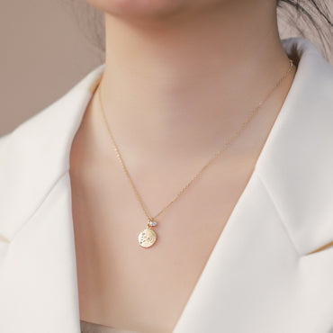 S925 sterling silver plated champagne gold twelve constellation pendant natural cultured gemstone