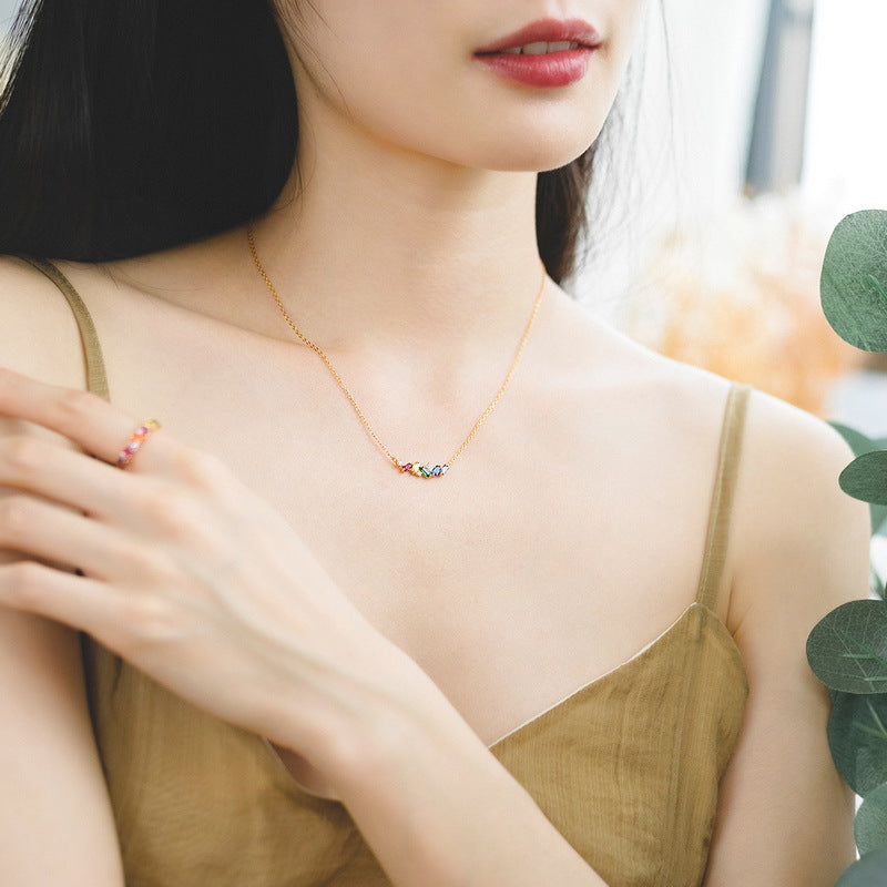 S925 純銀鍍 10K 金日韓風首飾套組｜彩鋯仿鑽彩虹造型 活力甜美必備