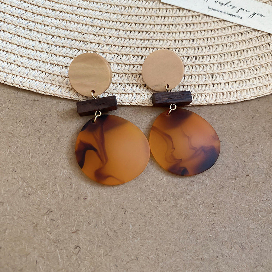 銀針樹脂不規則幾何形鏤空耳環輕奢高級感耳釘復古耳飾設計感小衆