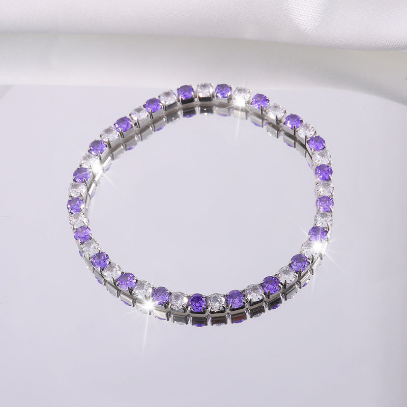 鈦鋼手鐲彈力鑲鑽滿鑽不鏽鋼手鐲女生高級感時尚輕奢不掉色手環