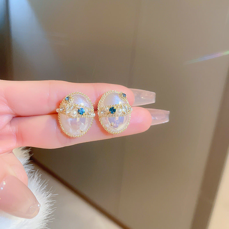 銀針復古氣質白色愛心珍珠耳釘時尚個性耳環網紅簡約高級感耳飾女