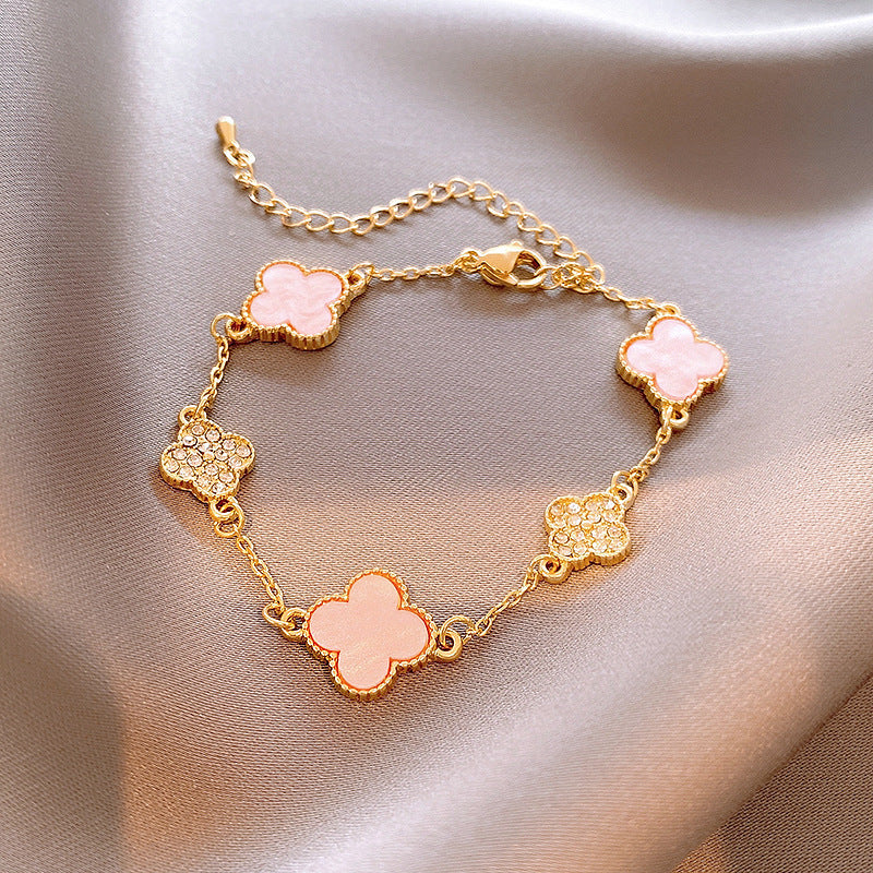 法式輕奢鑲鑽花朵項鍊小衆簡約設計感鎖骨鏈氣質時尚高級感項飾女