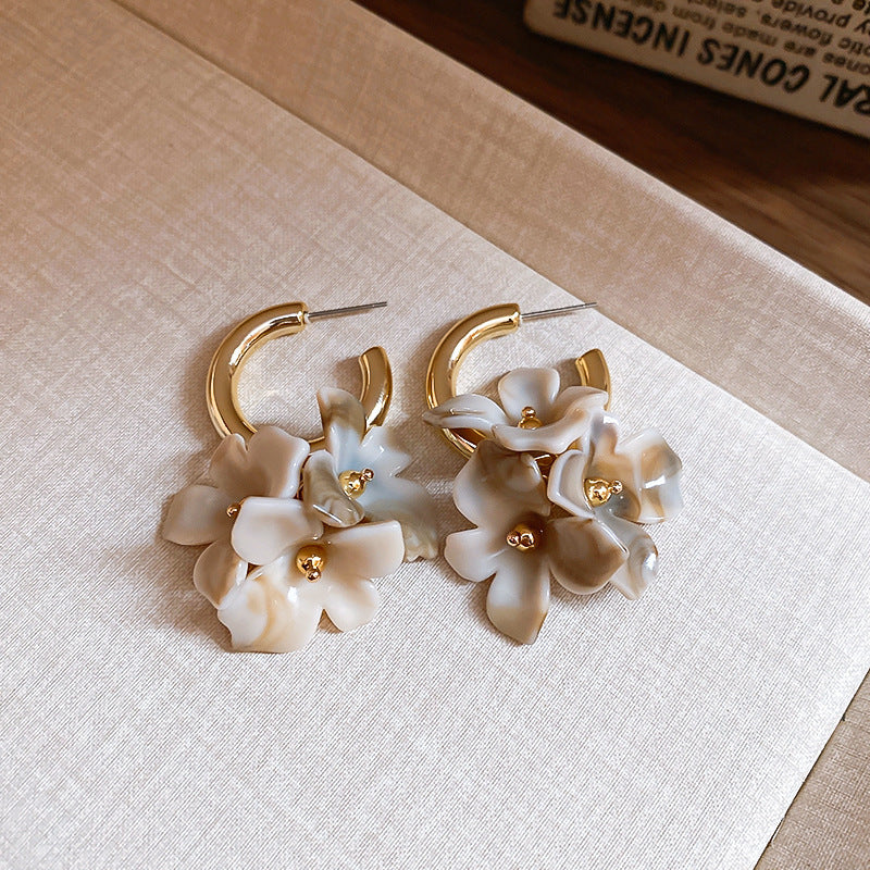 银针欧美跨境花朵几何流苏耳钉时尚金属风耳环轻奢高级感耳饰