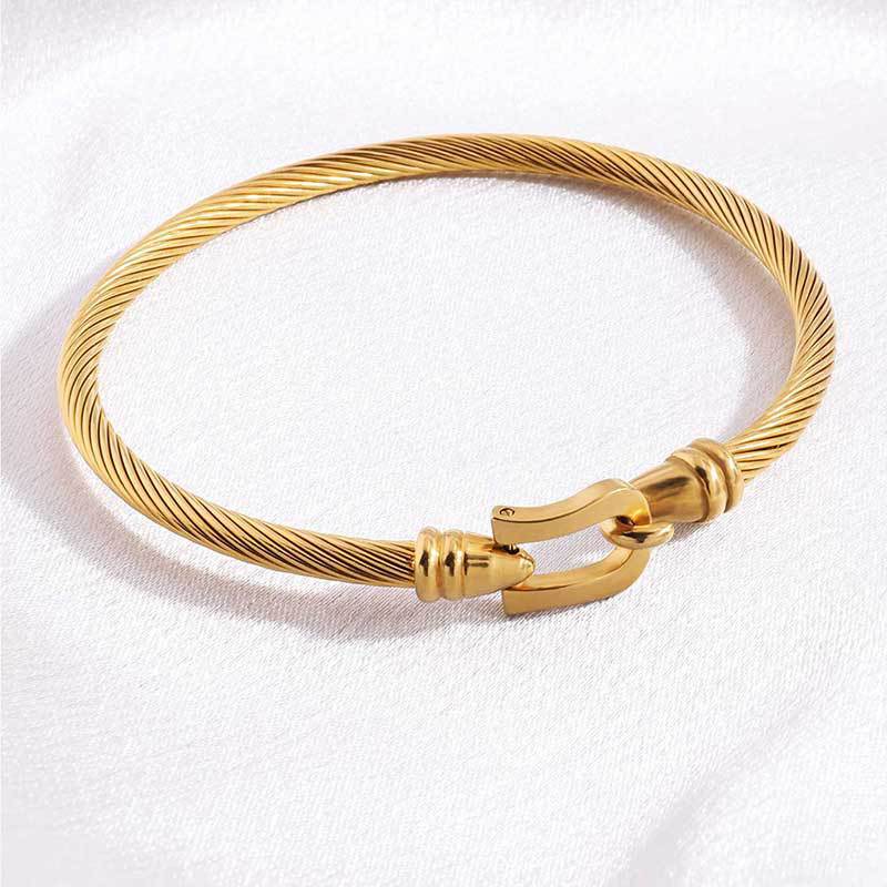 鈦鋼手鐲彈力馬蹄扣手鐲女生高級感個性簡約不掉色精緻手環