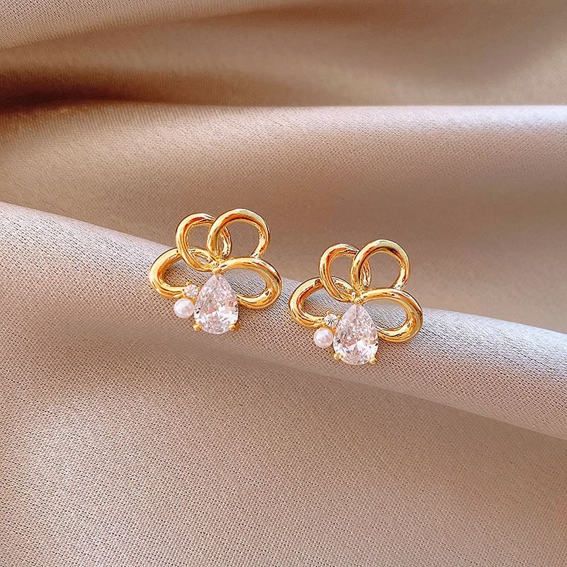 銀針超仙珍珠花朵流蘇耳環氣質時尚耳釘跨境歐美誇張高級感耳飾女