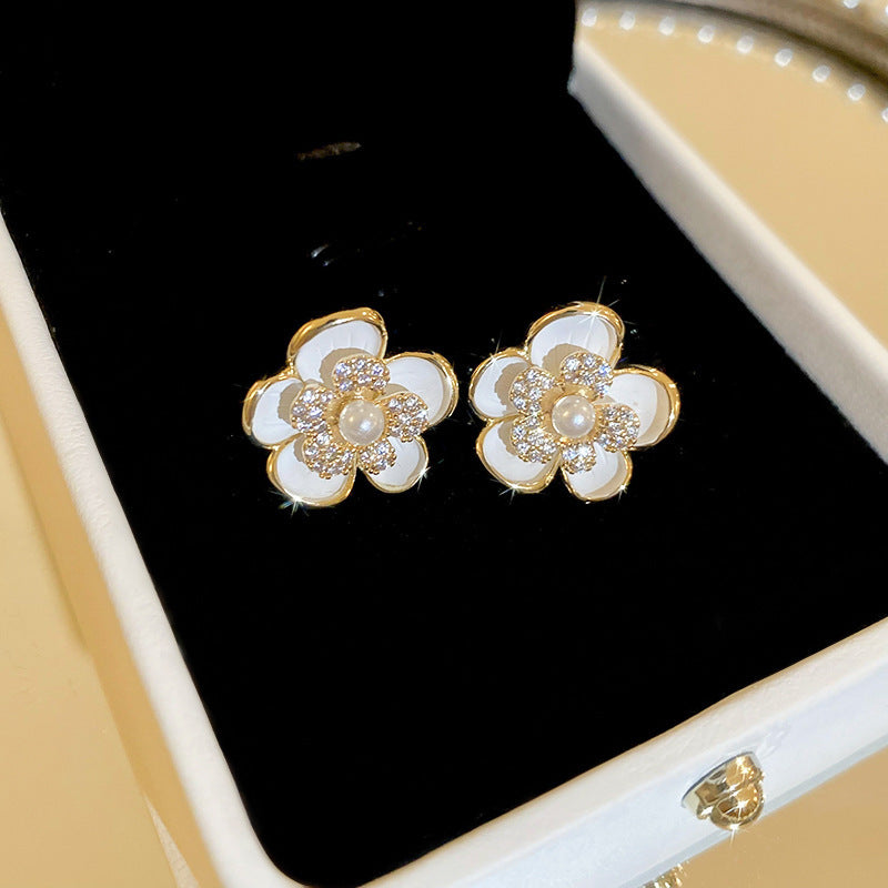 銀針輕奢鋯石几何蝴蝶花朵流蘇耳釘個性冷淡風耳環歐美高級感耳飾