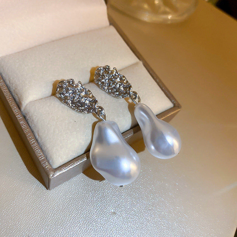 銀針跨境高級感銀色幾何圓珠愛心耳釘小衆個性耳環冷淡風耳飾