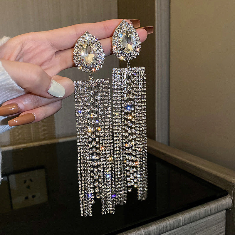 銀針歐美金屬風珍珠蝴蝶花朵流蘇耳釘小衆個性耳環時尚誇張耳飾女