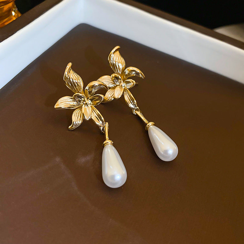 银针欧美跨境花朵几何流苏耳钉时尚金属风耳环轻奢高级感耳饰