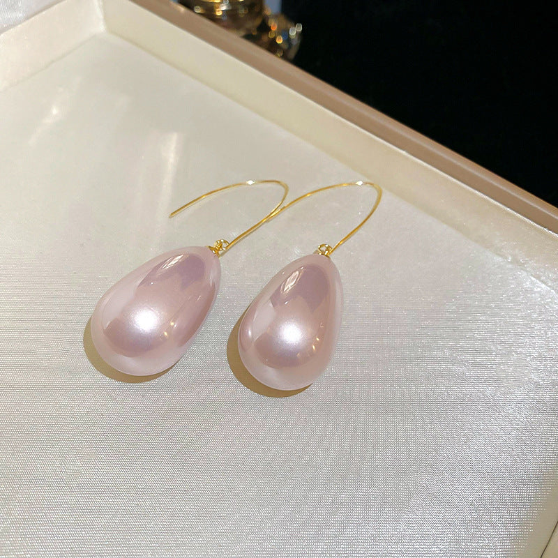 銀針冷淡風透明樹脂水滴花朵珍珠耳環時尚耳釘跨境歐美高級感耳飾