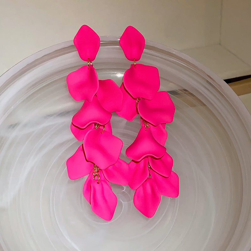 銀針歐美金屬風珍珠蝴蝶花朵流蘇耳釘小衆個性耳環時尚誇張耳飾女