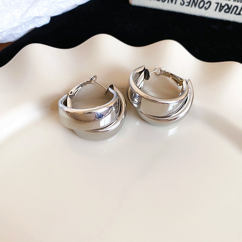 銀針多巴胺彩色耳圈甜美小清新簡約個性耳環設計感小衆歐美耳飾女