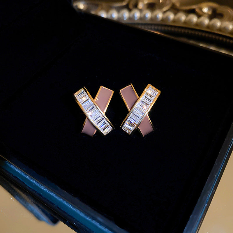 銀針輕奢鋯石几何蝴蝶花朵流蘇耳釘個性冷淡風耳環歐美高級感耳飾