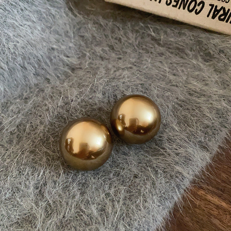 銀針法式復古字母豬鼻子土星珍珠耳環一款兩戴耳釘輕奢高級感耳飾