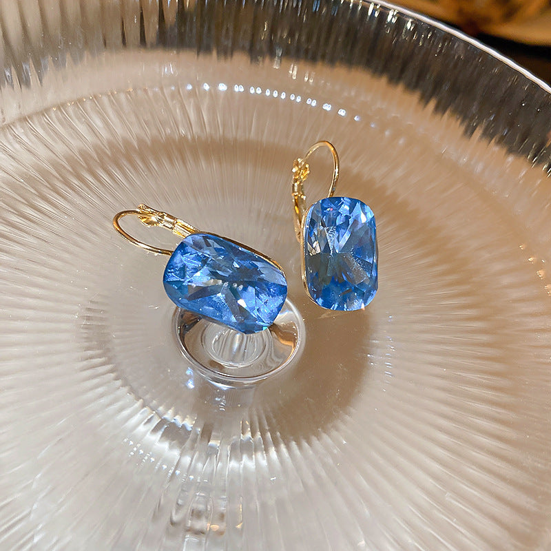 銀針霧霾藍色漸變滴油花朵蝴蝶愛心耳環氣質耳釘秋冬高級感耳飾