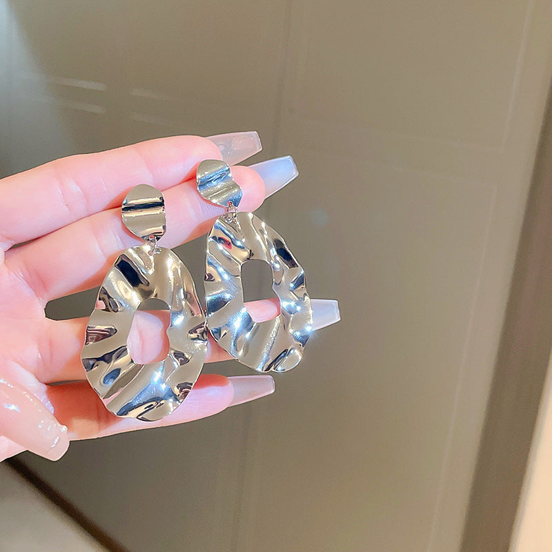 銀針跨境冷淡風銀色鑲鑽鋯石花朵珍珠耳環長款流蘇耳釘高級感耳飾