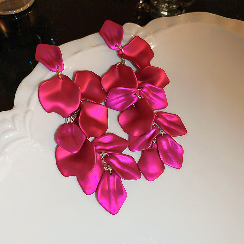 銀針歐美金屬風珍珠蝴蝶花朵流蘇耳釘小衆個性耳環時尚誇張耳飾女