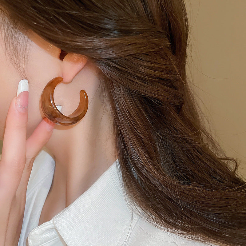 銀針樹脂不規則幾何形鏤空耳環輕奢高級感耳釘復古耳飾設計感小衆