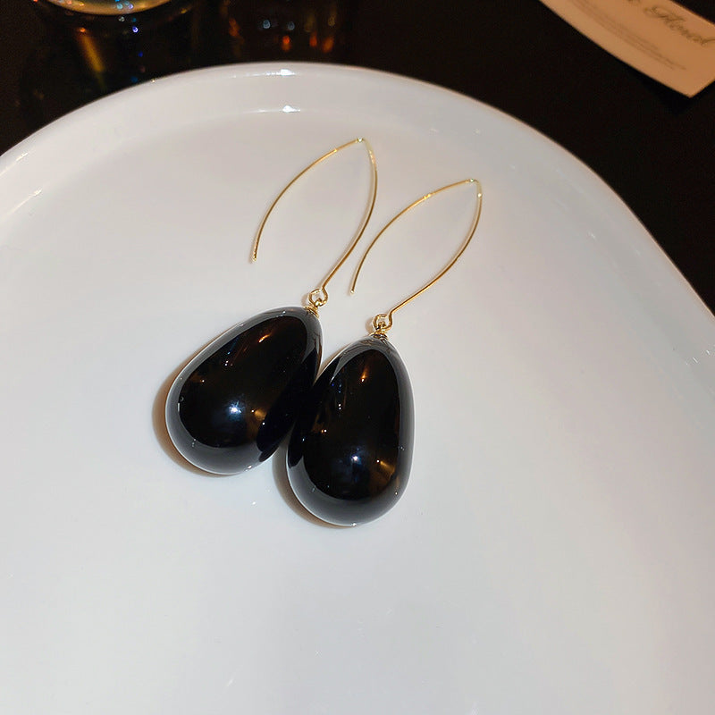 銀針冷淡風透明樹脂水滴花朵珍珠耳環時尚耳釘跨境歐美高級感耳飾