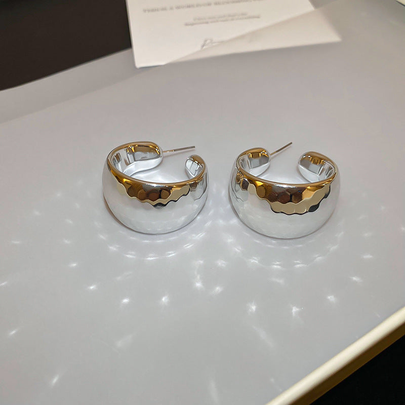 銀針圓圈銀色耳環輕奢高級感耳釘女冷淡風時尚百搭耳飾設計感小衆