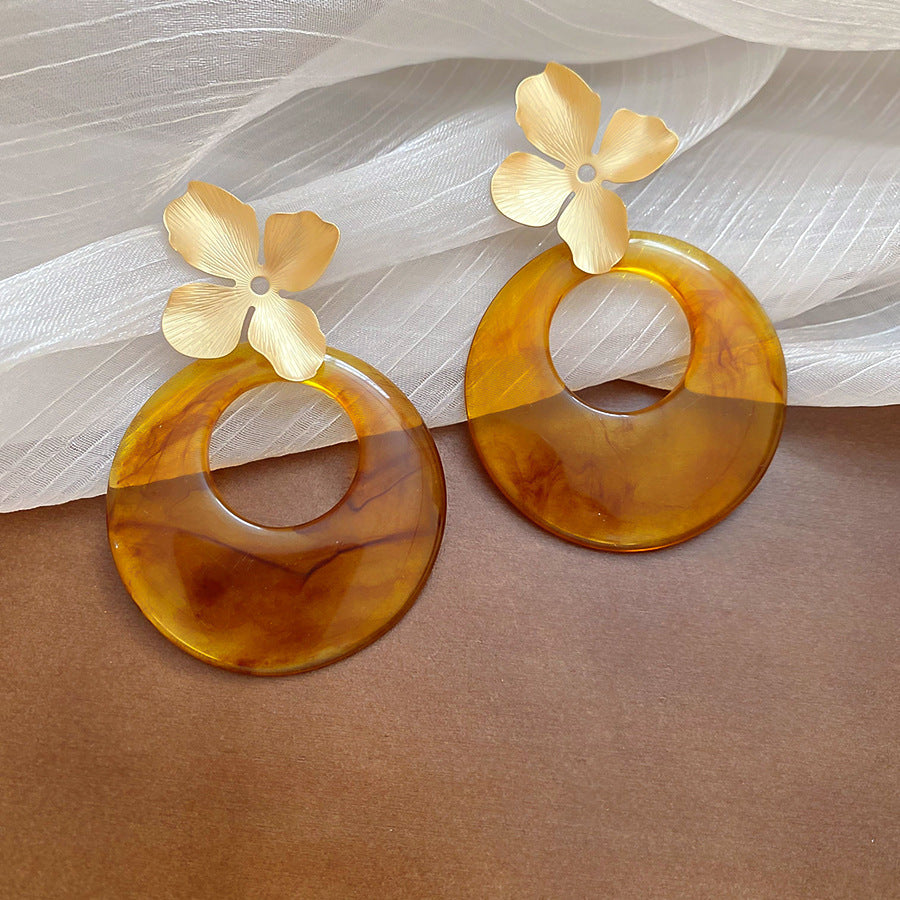 銀針樹脂不規則幾何形鏤空耳環輕奢高級感耳釘復古耳飾設計感小衆