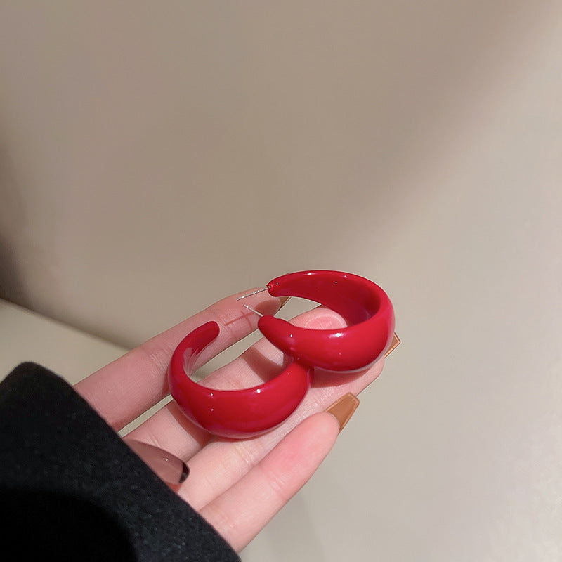 銀針樹脂暈染花朵耳環輕奢高級感耳釘復古時尚百搭耳飾設計感小衆