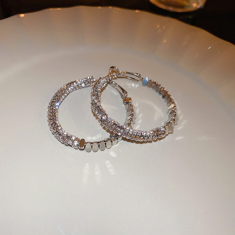 銀針圓圈銀色耳環輕奢高級感耳釘女冷淡風時尚百搭耳飾設計感小衆