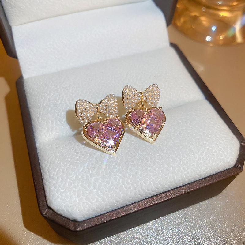 銀針輕奢鋯石几何蝴蝶花朵流蘇耳釘個性冷淡風耳環歐美高級感耳飾