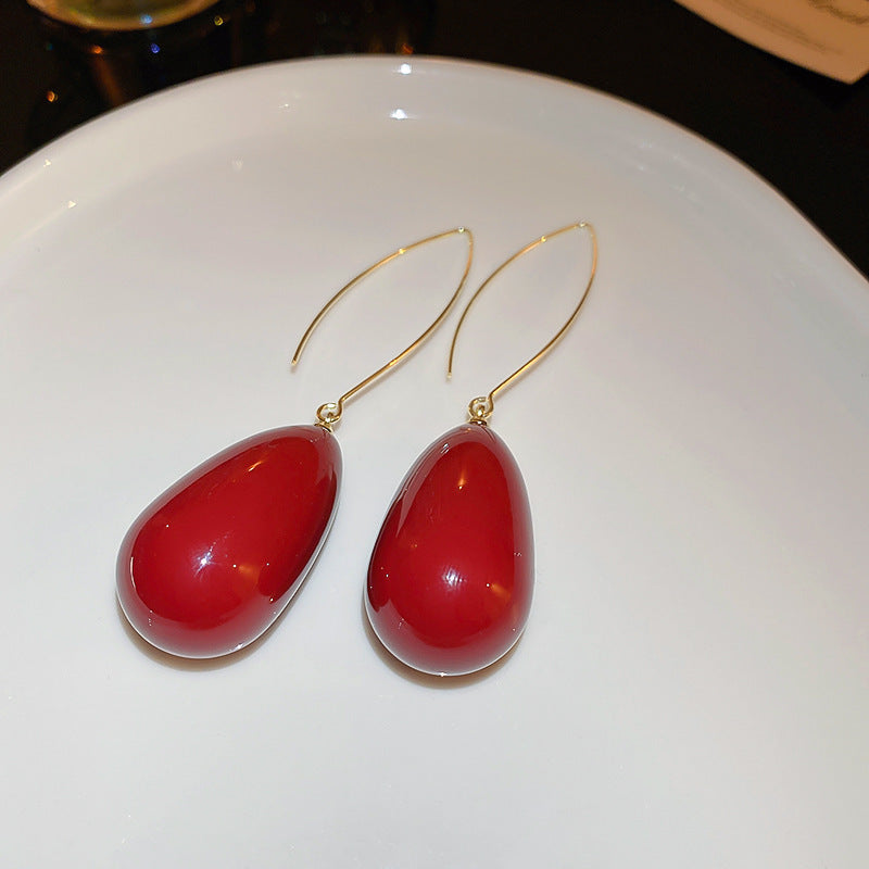 銀針冷淡風透明樹脂水滴花朵珍珠耳環時尚耳釘跨境歐美高級感耳飾