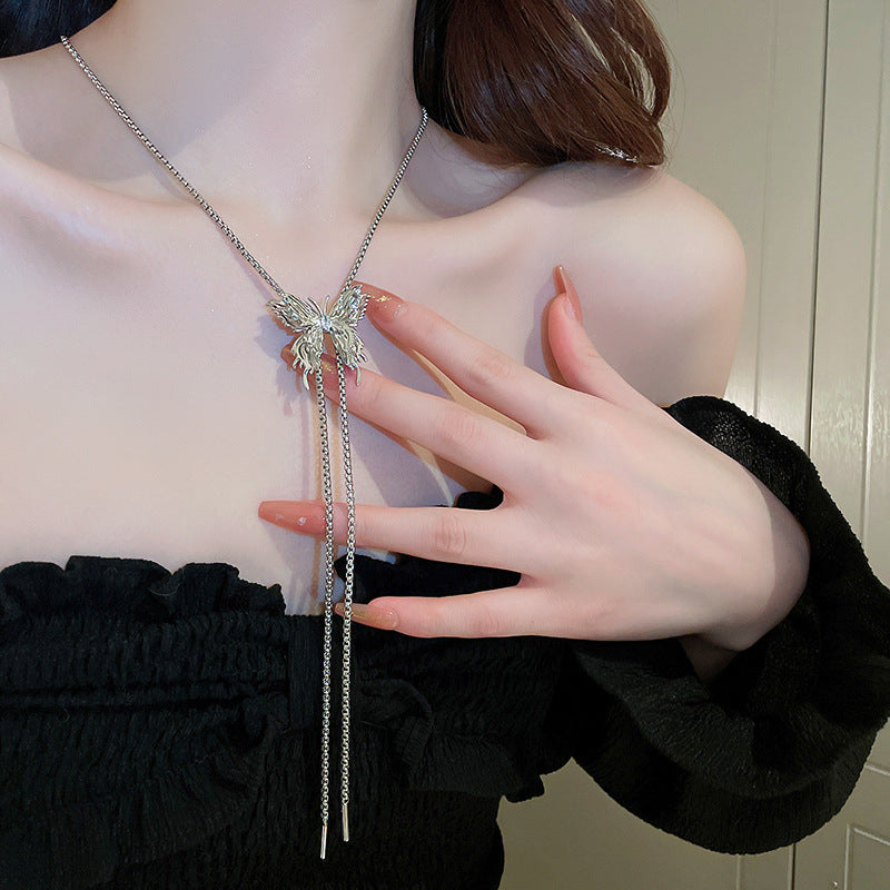 韓國冷淡風鑲鑽鋯石弧線項鍊時尚輕奢氣質鎖骨鏈高級感新款項飾女